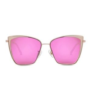 BECKY - ROSE GOLD + PINK MIRROR SUNGLASSES